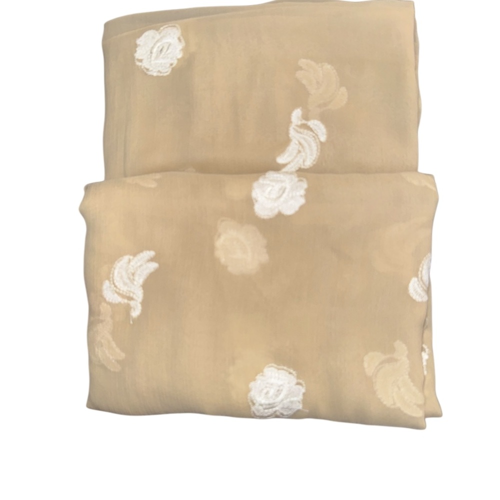 Elegant  Kurta Set Beige and Gold Embroidered Dress with Pants and Dupatta - Picture 9 of 9